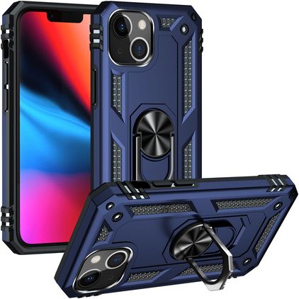 Mobigear Armor Ring iPhone 14 Plus Plástico rígido Capa traseira Antichoque com anel - Azul