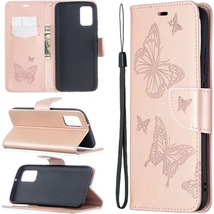 Mobigear Butterfly Samsung Galaxy A02s Capa livro Carteira - Rosa dourado