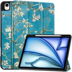 Mobigear Tri-Fold iPad Air 13 tommer (2026) Pungetui + Stylus-holder - Almond Blossoms