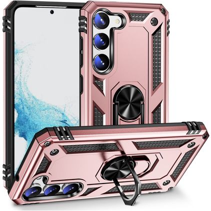 Mobigear Armor Ring Samsung Galaxy S23 Funda Plástico rígido Carcasa Antigolpes con anillo - Oro rosa