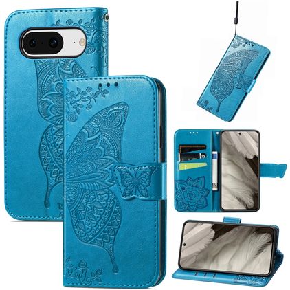 Mobigear Butterfly Google Pixel 8 Wallet case - Blue