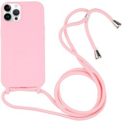 Mobigear Lanyard iPhone 16 Pro Silikon Kryt se šňůrkou - Růžová