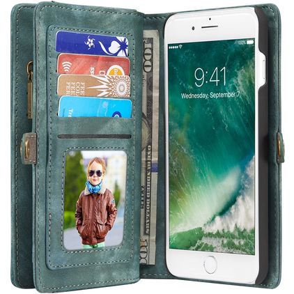 CaseMe 008 iPhone 7 Plus Cover a libro 2 in 1 con guscio estraibile a portafoglio - Verde