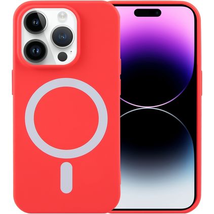 Mobigear Rubber Touch iPhone 15 Pro Max Silikon MagSafe Etui plecki - Czerwony