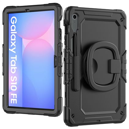 Mobilize Rotating Defender Samsung Galaxy Tab S10 FE Plastica rigida / Silicone Back cover + Tracolla + Supporto - Nero