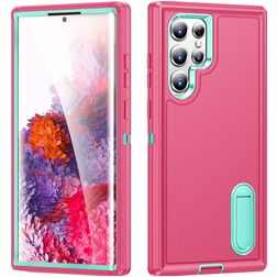 Mobigear Rugged Stand Samsung Galaxy S23 Ultra Funda Plástico rígido Carcasa Antigolpes con soporte - Rosa