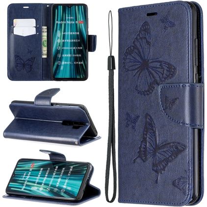 Mobigear Butterfly Xiaomi Redmi Note 8 Pro Knížkové pouzdro Peněženka - Tmavě modrá