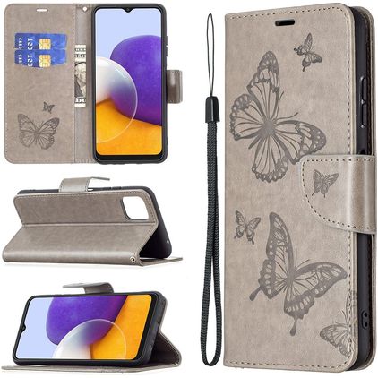 Mobigear Butterfly Samsung Galaxy A22 5G Wallet case - Grey