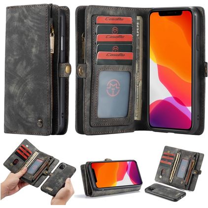 CaseMe 008 iPhone 11 2-i-1-plånboksfodral med löstagbart skal med sedelfack - Svart