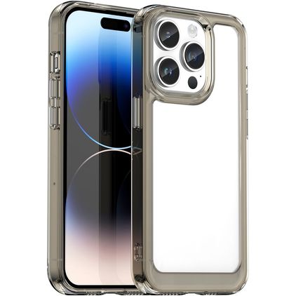 Mobigear Crystal iPhone 15 Pro Max Kova Suojakuori - Läpinäkyvä / Harmaa