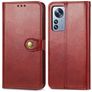 Mobigear Snap Button Xiaomi 12 Pro Lompakkokotelo + Setelitasku - Punainen