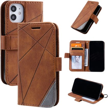 Mobigear Rhombus iPhone 12 Mini Wallet case - Brown