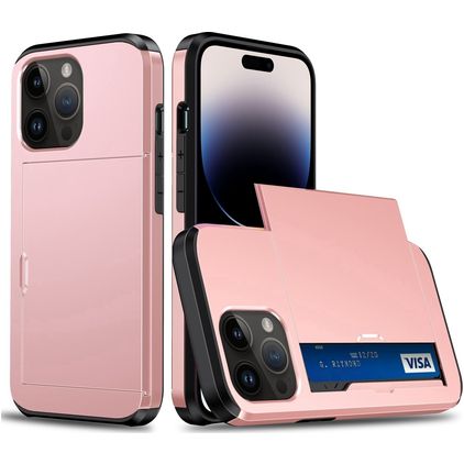 Mobigear Card iPhone 15 Pro Hardcase Back cover Antiurto con portacarte - Oro rosa