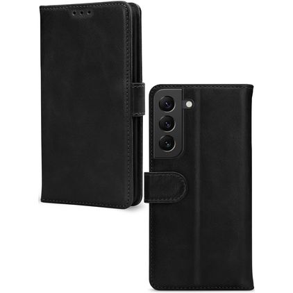 Mobilize Wallet Samsung Galaxy S22 Ægte læder Pungetui med Seddelrum - Sort