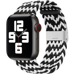 Mobigear Braided Nylon Apple Watch Armband Klämspänne - 49/46/45/44 mm - Svart / Vit