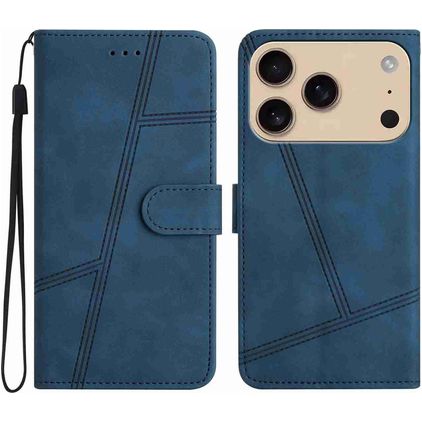 Mobigear Stitch iPhone 17 Pro Pungetui med Seddelrum - Blå