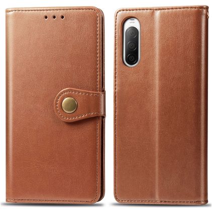 Mobigear Snap Button Sony Xperia 10 II Funda tipo libro Cartera - Coñac