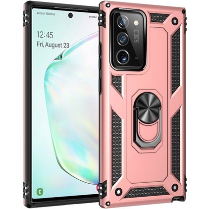 Mobigear Armor Ring Samsung Galaxy Note 20 Ultra Hårdt Bagsidecover Stødsikkert med ringholder - Rosaguld