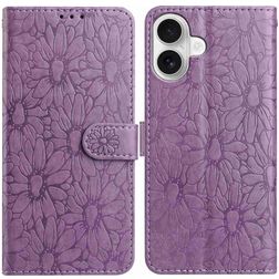 Mobigear Flowers iPhone 17 Capa livro Carteira - Roxo