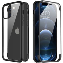Valenta Full Cover iPhone 12 Pro Panserglas Bagsidecover Stødsikkert - Sort