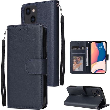 Mobigear Wallet iPhone 14 Plånboksfodral med sedelfack - Marinblå