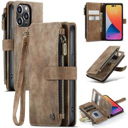CaseMe C30 iPhone 14 Pro Cover a libro portafoglio - Marrone