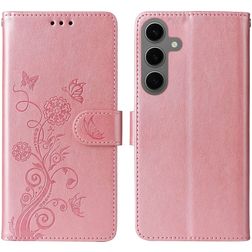 Mobigear Flowers Samsung Galaxy S24 FE Funda tipo libro Cartera - Oro rosa