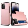 Mobigear Card iPhone 15 Pro Funda Plástico rígido Carcasa Antigolpes con tarjetero - Oro rosa
