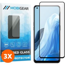 Mobigear Premium OPPO Reno 8 Lite Tempered Glass Screen Protector - Case Friendly - Black (3-Pack)