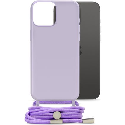 Mobilize Lanyard Gelly iPhone 15 Pro Max TPU flexible Funda con cuerda - Pastel Purple
