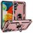 Mobigear Armor Ring Samsung Galaxy A24 Plástico rígido Capa traseira Antichoque com anel - Rosa dourado