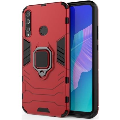 Mobigear Armor Ring Huawei P40 Lite E Hard Case Back cover Shockproof with Ring Holder - Red