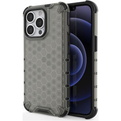 Mobigear Honeycomb iPhone 14 Pro Max Hårdt Bagsidecover Stødsikkert - Sort