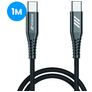 Mobigear Nylon USB-C till USB-C Kabel 1 m - Svart