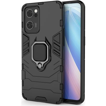 Mobigear Armor Ring OPPO Find X5 Lite Plástico rígido Capa traseira Antichoque com anel - Preto