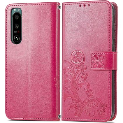 Mobigear clover Sony Xperia 5 IV Cover a libro portafoglio - Magenta