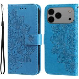 Mobigear Flowers iPhone 18 Pro Max Funda tipo libro Cartera - Azul
