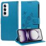 Mobigear Flowers OPPO Reno 12 Pro Funda tipo libro Cartera - Azul