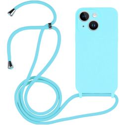 Mobigear Lanyard iPhone 14 Silicone Case with lanyard - Blue