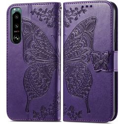 Mobigear Butterfly Sony Xperia 5 IV Plånboksfodral med sedelfack - Lila