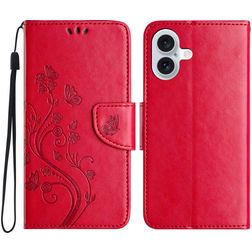 Mobigear Flowers iPhone 16 Plus Funda tipo libro Cartera - Rojo