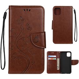Mobigear Flowers iPhone 11 Capa livro Carteira - Castanho
