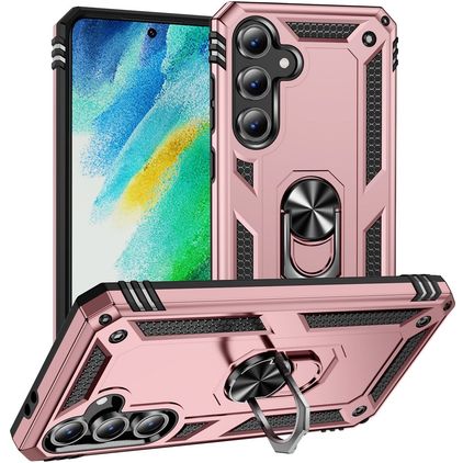 Mobigear Armor ring Samsung Galaxy S24 FE Hard Case Back cover Shockproof with Ring Holder - Rose Gold