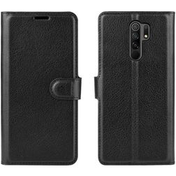 Mobigear Classic Xiaomi Redmi 9 Lompakkokotelo + Setelitasku - Musta