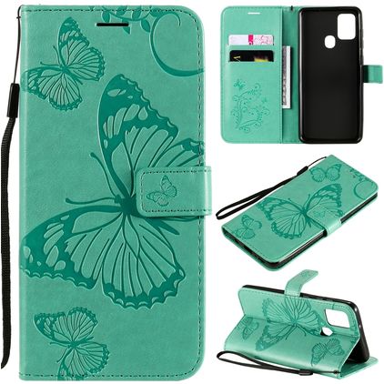 Mobigear Butterfly Samsung Galaxy A21s Wallet case - Turquoise