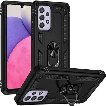 Mobigear Armor Ring Samsung Galaxy A33 Plástico rígido Capa traseira Antichoque com anel - Preto