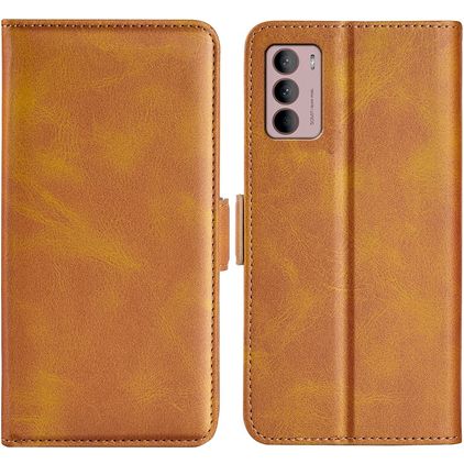Mobigear Slim Magnet Motorola Moto G42 Pungetui med Seddelrum - Cognac