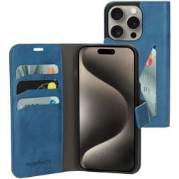 Mobiparts Classic Wallet iPhone 15 Pro Cover a libro portafoglio - Steel Blue