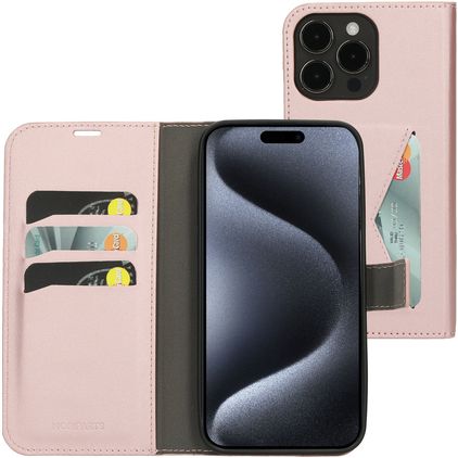 Mobiparts Classic Wallet iPhone 15 Pro Max Cover a libro portafoglio - Rosa