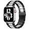 Mobigear Antwerp Rustfrit stål Apple Watch Urrem Sommerfuglelås - 42/41/40/38 mm - Sort / Hvid